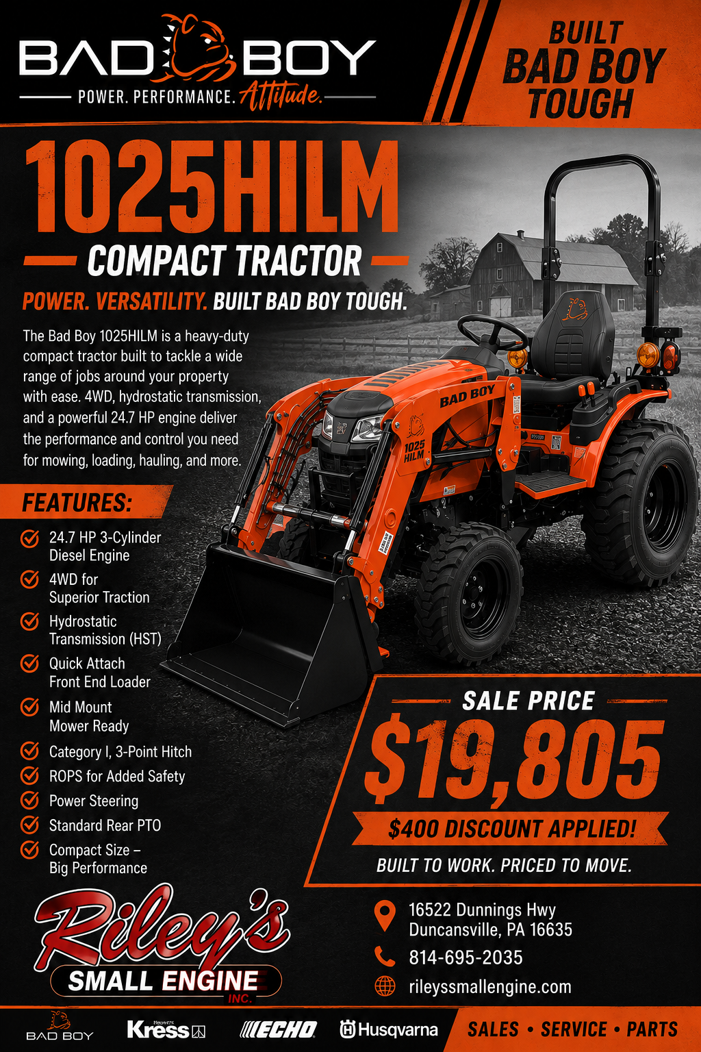 2026 Bad Boy 1025HILM Tractor Package