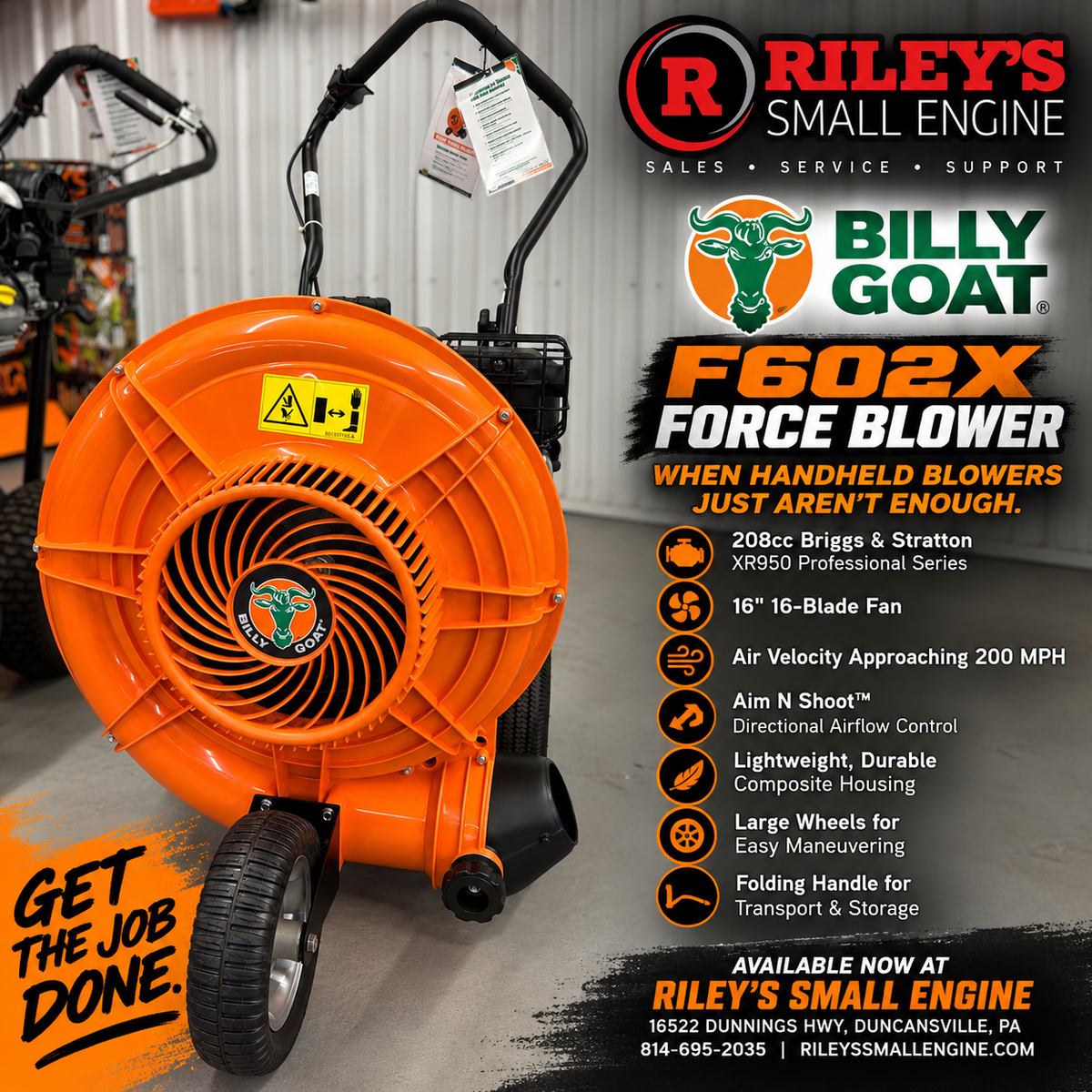 Billy Goat F602X Force Walk-Behind Blower – 208cc Briggs & Stratton