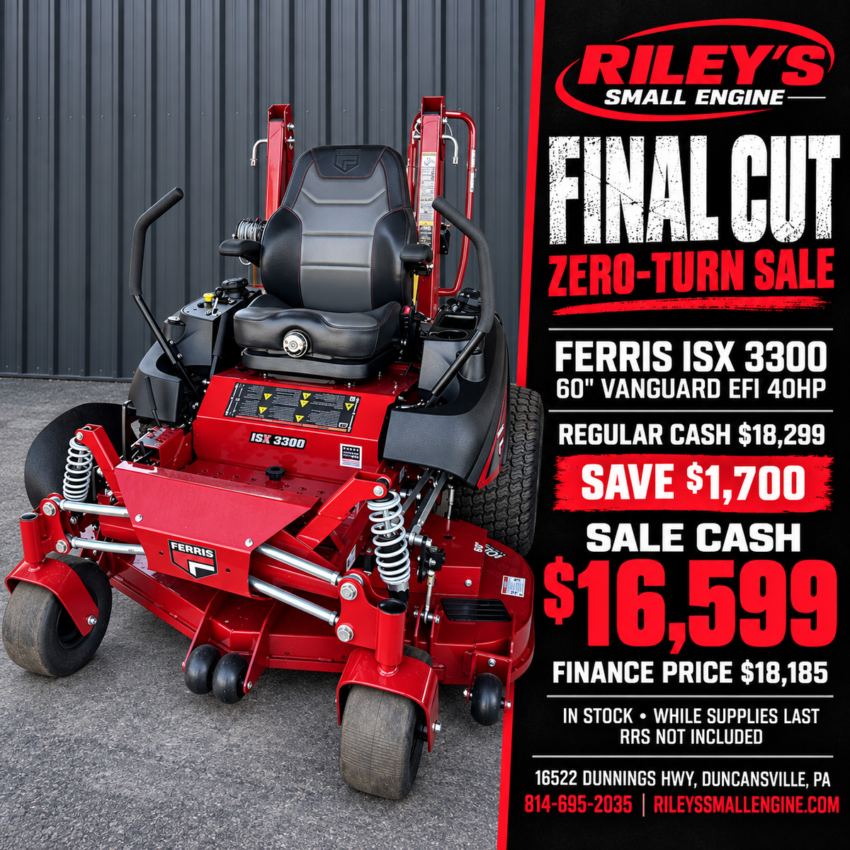 Ferris ISX3300 60in Zero Turn Mower | 40HP Vanguard EFI Engine